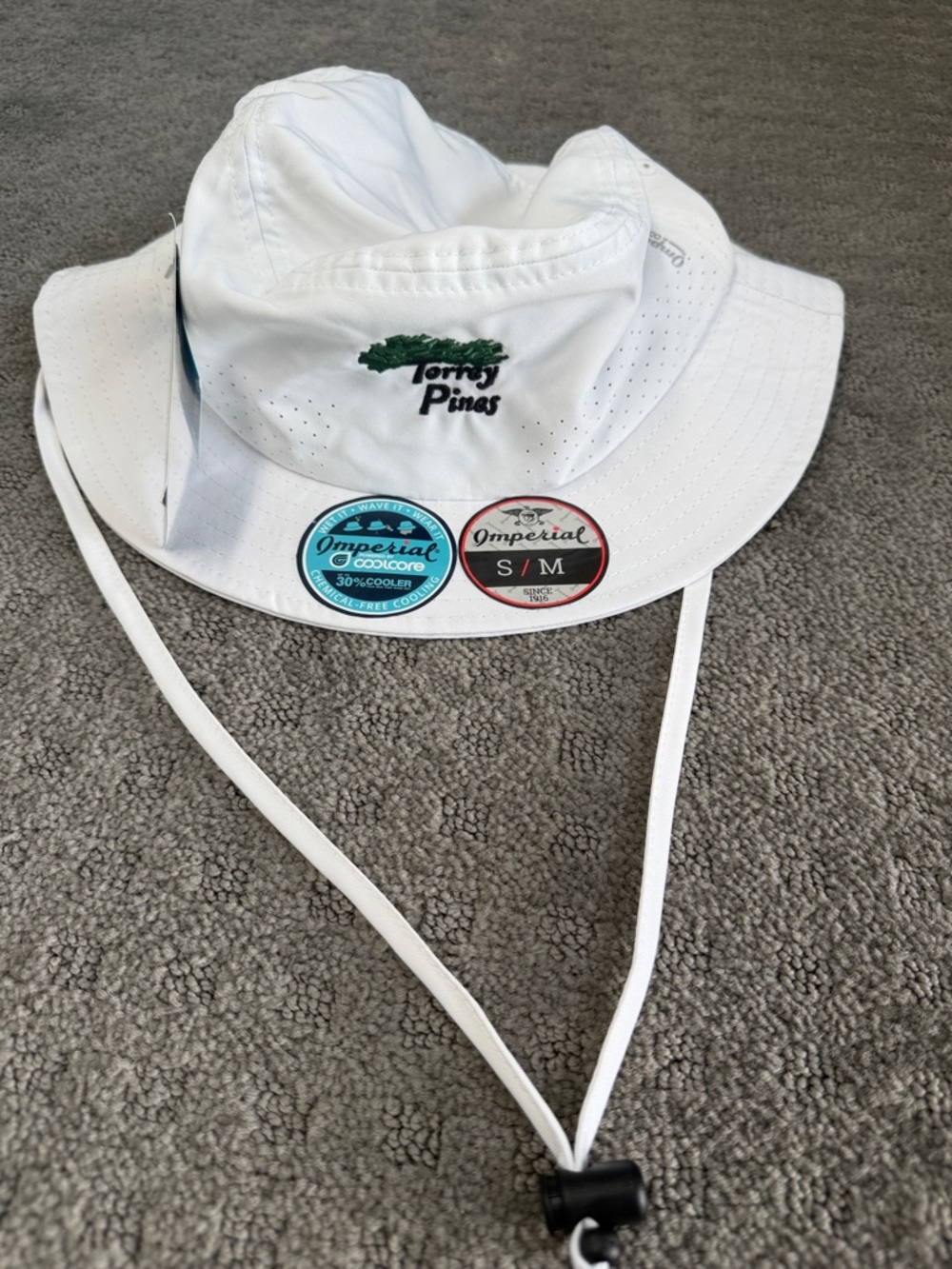 Torrey Pines White Sun Hat with Chin Strap
